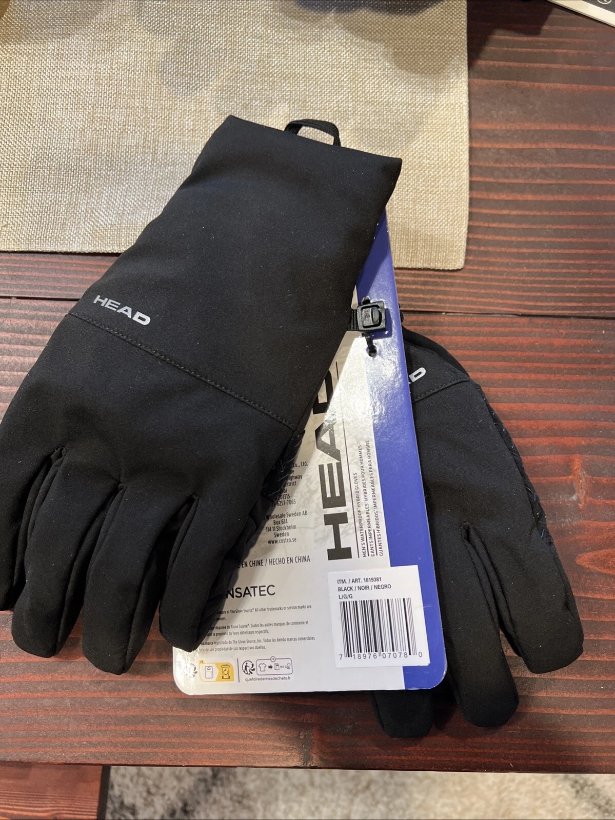 HEAD Men’s Waterproof Windproof Breatheable Sensatec Hybrid Gloves -BLK- Large