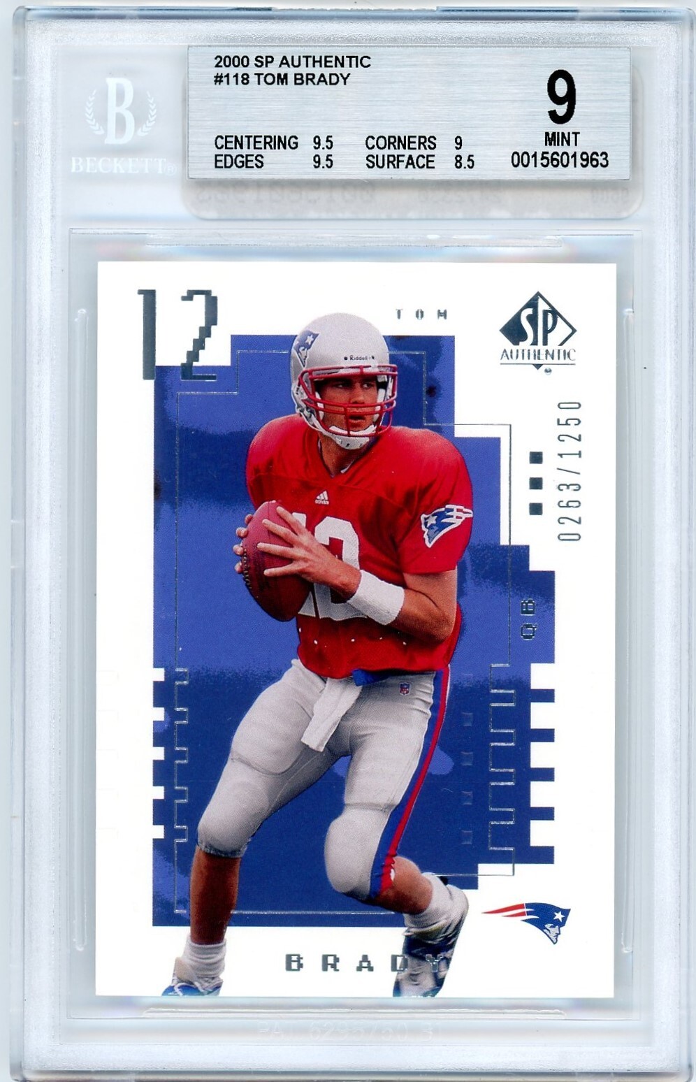 2000 SP Authentic 118 Tom Brady Rookie RC 263/1250 BGS 9 (Top Sports