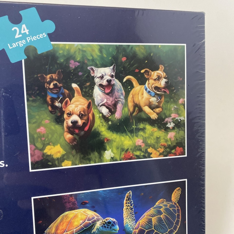 Puzzles for Seniors, Puzzles 24 Large Piece 3 Puzzles puppies