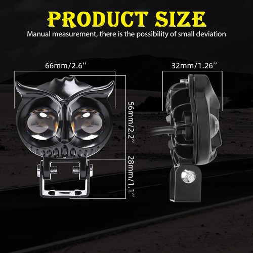 3" LED Work Light Pod Auxiliary Driving Fog Amber/White Owl Light Motorcycle ATV - Picture 2 of 8