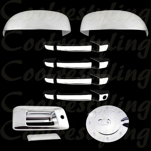 FOR 07~12 2013 Silverado Sierra Pickup Chrome Cover Mirror+4 Handle+Tailgate+GAS