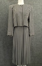 Vintage Evan Picone Skirt Suit Womens 2/4 Long Sleeve Button Up Maxi Black Hound