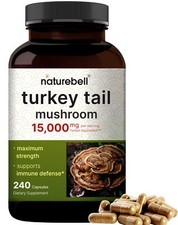 Turkey Tail Mushroom Capsules 15000mg for Immune Brain Health Supply 240 Count