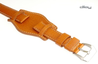 Diloy Büffelleder Uhrenarmband mit Unterlage Modell Mosquito