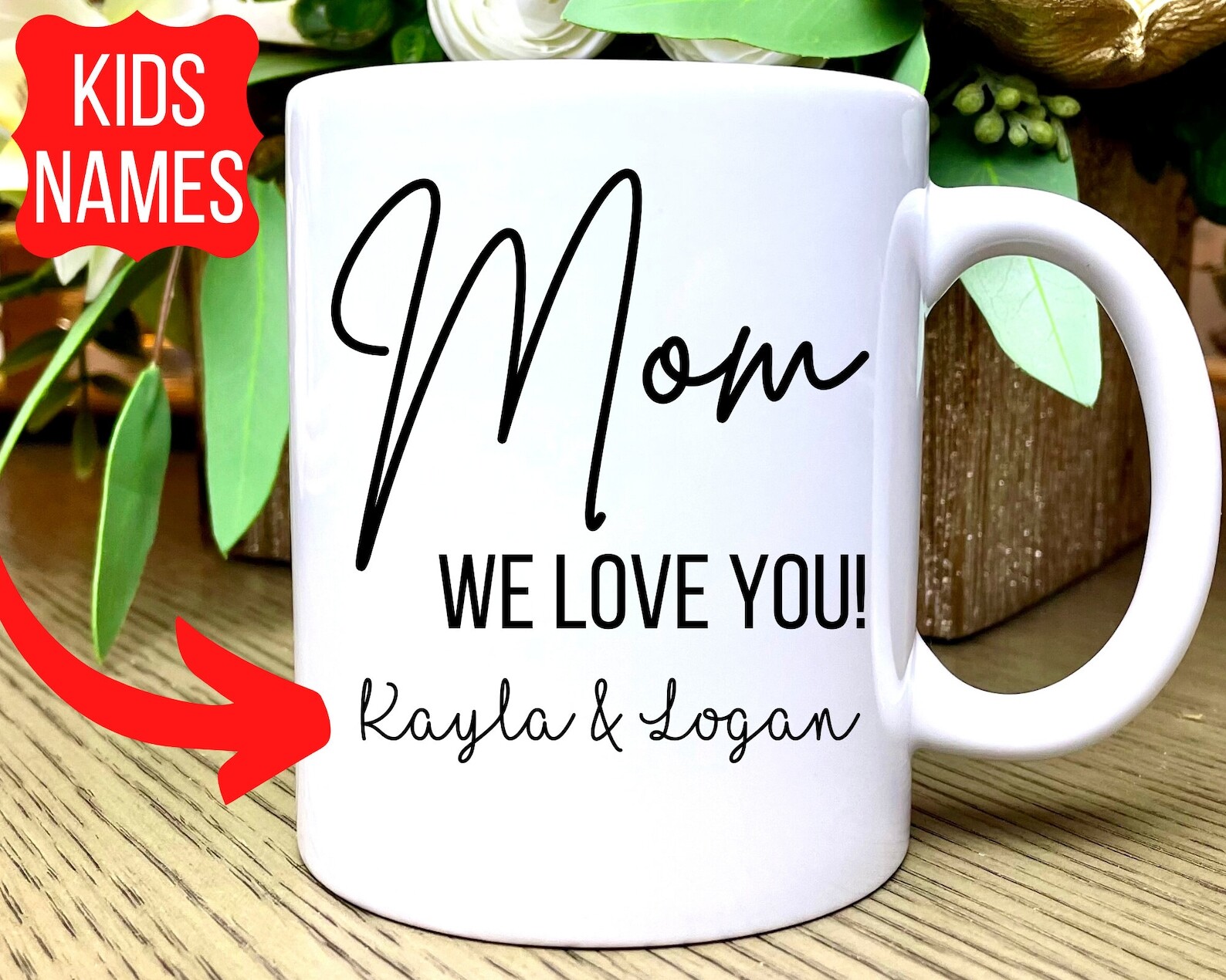 Personalized Mom Mug With Kids Names for Mother's Day Gift