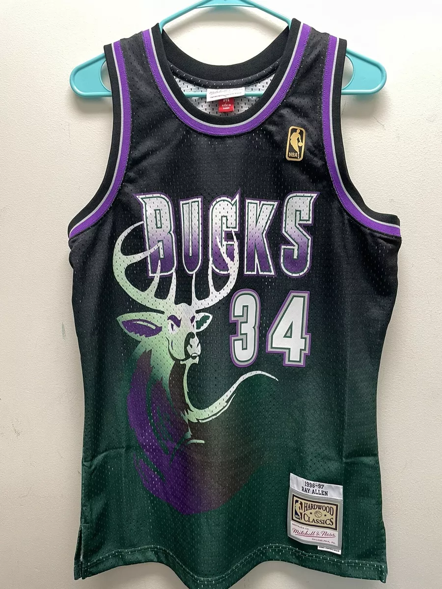 Mitchell & Ness Men's Ray Allen Purple Milwaukee Bucks Hardwood Classics Swingman Jersey - Purple