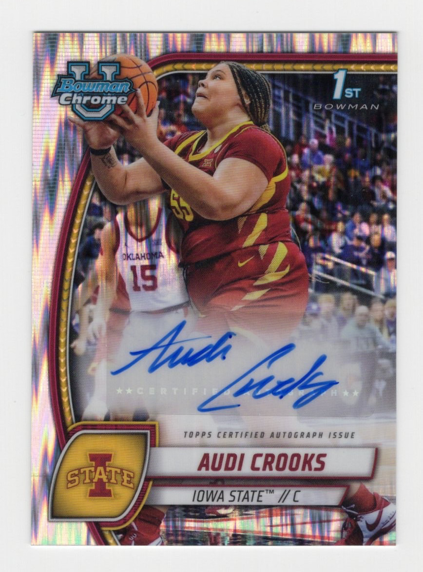 2024-25 Bowman Chrome U Audi Crooks Silver Flash Stealth 1st Auto RC #9 SSP