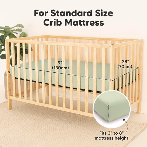 Waterproof Crib Sheets for Boys, Girls - 2-Pack Bamboo Fitted Cot Sheet, Wate... - Picture 3 of 10