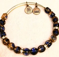 Alex & Ani Energy Insurged Copper Bracelet with Cobalt Blue & Brown Beadwork
