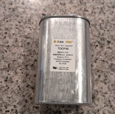 TITAN PRO TOCF45 Motor Run Capacitor,45  MFD,4 61/64"  H 30D586