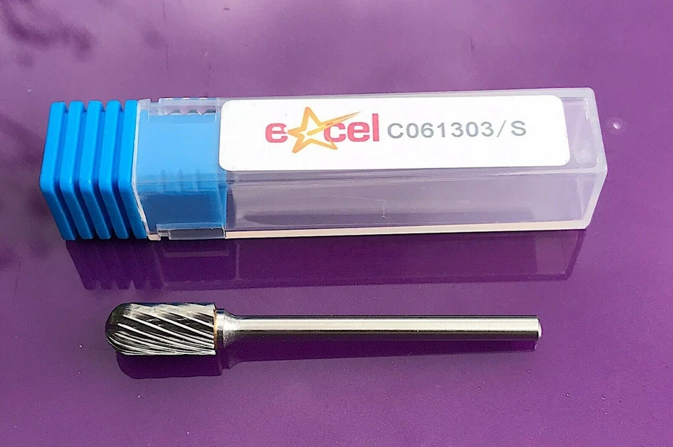 EXCEL Carbide Burr - 6mm Rounded Cylinder on 3mm Shank
