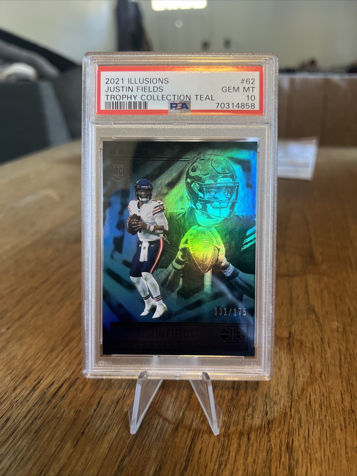 Justin Fields Panini Illusions #62 Trophy Collection Teal