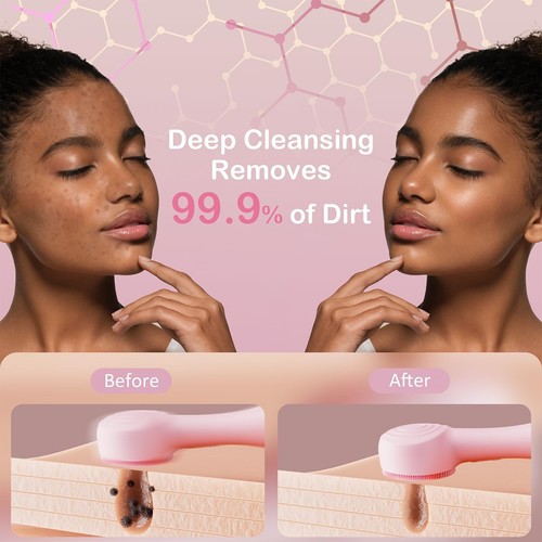 Facial Cleansing Brush Silicone Face Scrubber Waterproof Rechargeable Exfolia... - Picture 2 of 7
