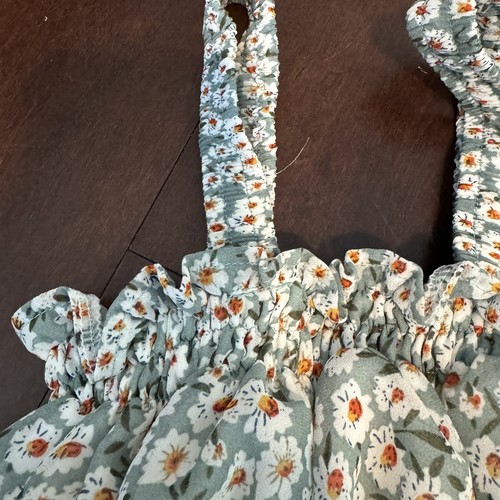 Grünes geblümtes Crop Top, Sommer Landhaus Kern, elastische Träger, Junior Xxs - Bild 3 von 4