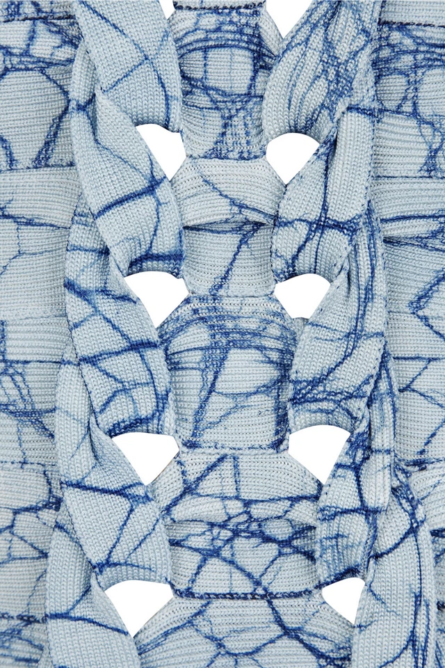 Authentisch Neu Herve Leger Bandage Blau Baden Badeanzug Ausschnitt Klein - Bild 4 von 4