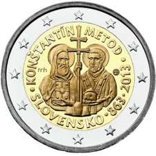 2013 Slovakia € 2 Euro UNC Uncirculated Coin Constantine & Methodius 1150 Years