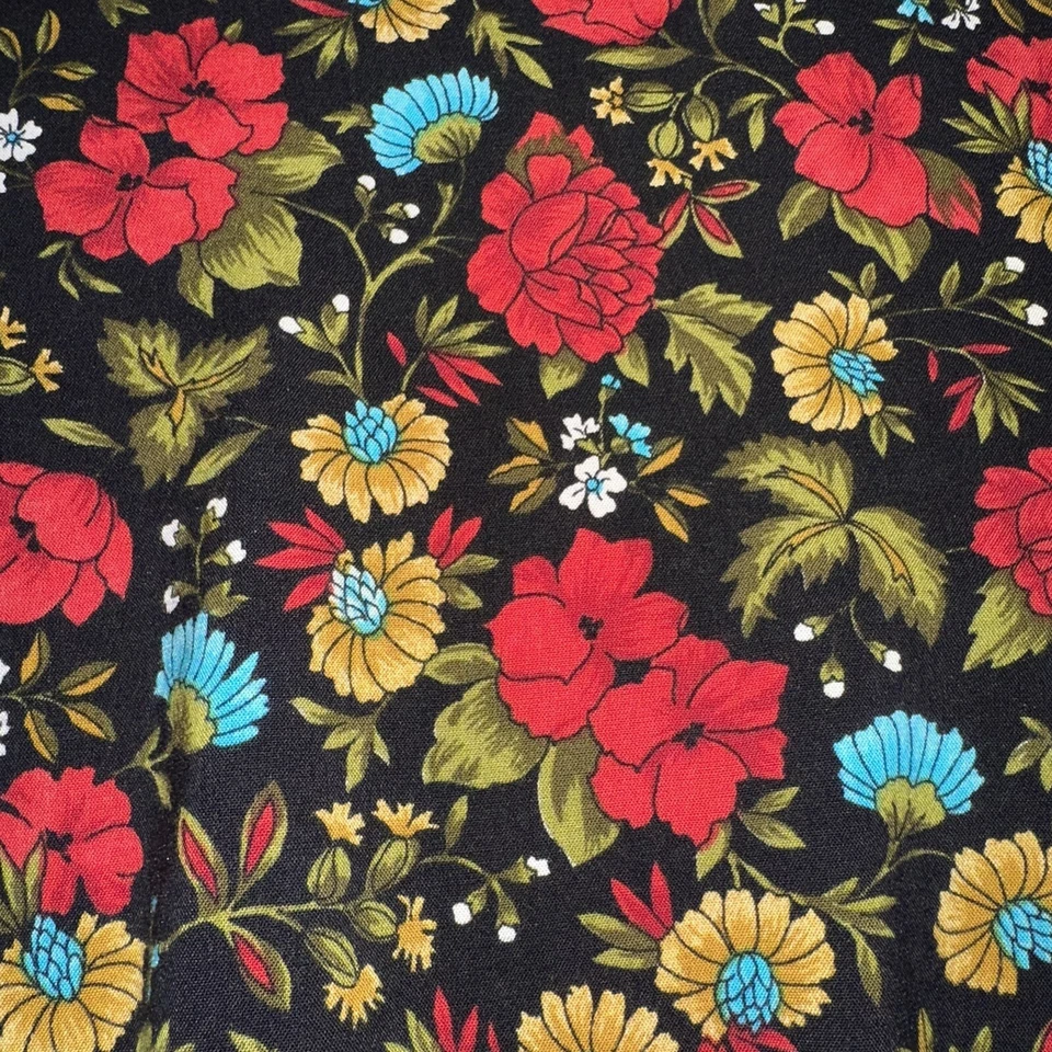 Camisa Floral Vintage Y2K Años 90 DK Oro Por Donnkenny Talla Aprox Talla M Negra/Roja Foto 3 de 4