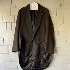 Antique Victorian Stein Bloch Black Wool Tuxedo Tailcoat with Satin Lining AS IS