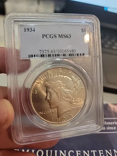 1934 Peace Silver Dollar PCGS MS-63