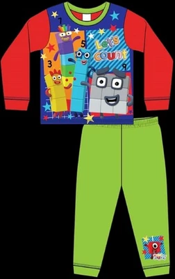 ALPHABLOCKS LTD Jungen NUMBERBLOCKS Schlafanzug / Langarm Schlafanzug Größen 18 Monate-5 Jahre