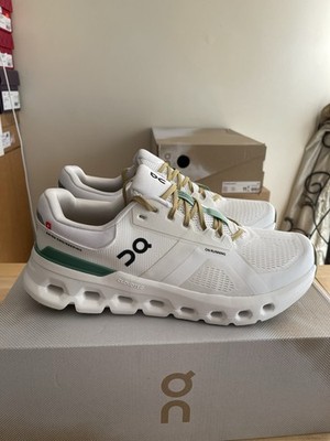 NIB On Cloud Cloudrunner 2 Mens In Undyed White Green Running Shoes Size 11
