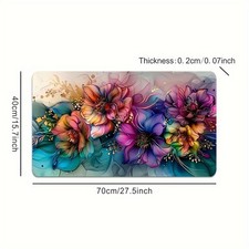 Thick Non-Slip Rubber Colorful Floral Design Mouse Pad with Stitched Edges - Pe