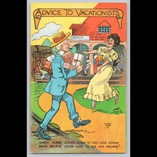 Antique Postcard Advice to Vacationists Humor Comic Vintage