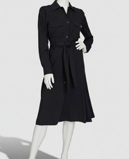 Halston Womens Black Button-Front Flared Trench Dress Size 14