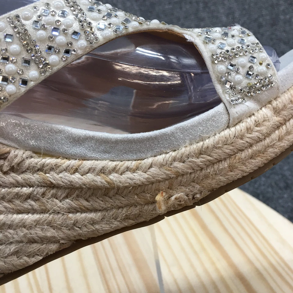 NUEVAS Sandalias Reaction Kenneth Cole Mujer 8.5 Tarjeta Glam 2 Cuñas Alpargata Beige Foto 2 de 4