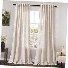 Beige Flax Curtains 84 inches Long for Living 52"W x 84"L Pack of 2 Linen