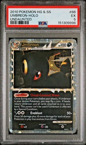 PSA 5 2010 Pokemon HeartGold SoulSilver HG SS Undaunted Umbreon Prime 86/90 Holo