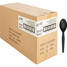 Heavyweight Plastic Spoons 1000 Count Bulk Black Disposable Cutlery for Catering