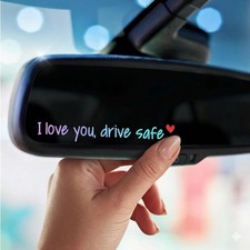 "I Love You Drive Safe Mirror Sticker Cute Car Decal for Women"