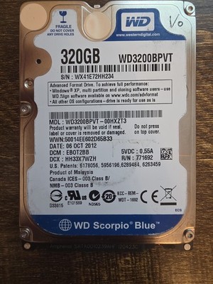 Western Digital WD3200BPVT Scorpio Blue 320GB 2,5 Zoll SATA