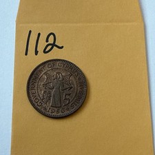 1956 Cyprus 5 Mils Coin Bronze Queen Elizabeth II