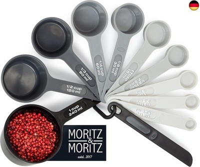 Moritz & Moritz 11-TLG. Messlöffel Set 1/4 TSP bis 1 Cup - stapelbar - Messbeche