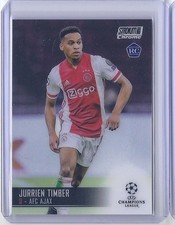 Jurrien Timber #7 Rookie Card 2020-21 Topps Stadium Club Chrome UCL. rookie card picture