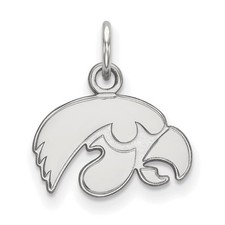 14k White Gold LogoArt University of Iowa Hawk Extra Small Pendant