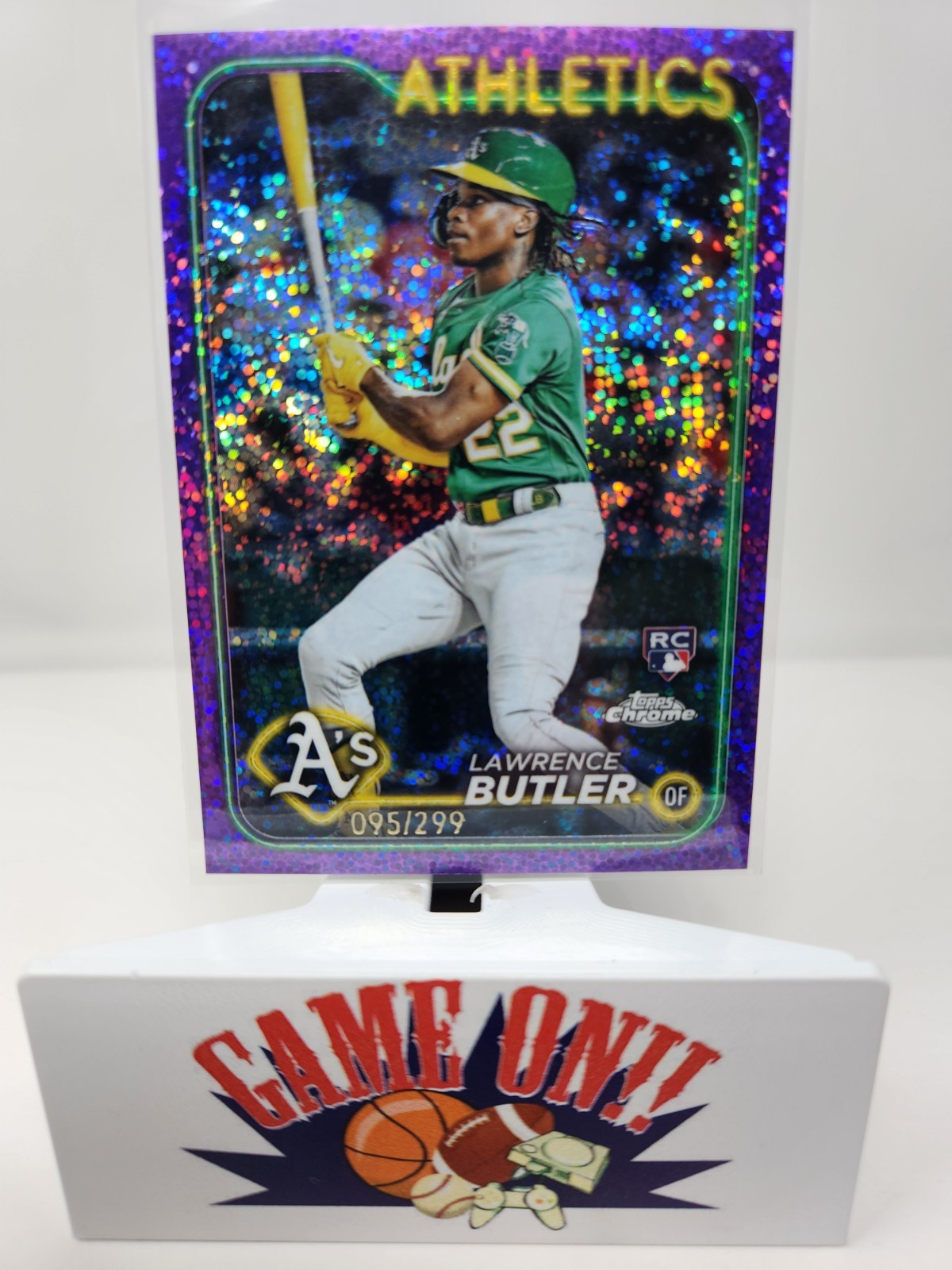 2024 Topps Chrome #5 Lawrence Butler Purple Speckle Refractor /299 RC Rookie