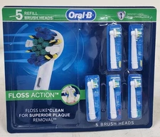 Oral-B Floss Action Electric Toothbrush Replacement Brush Head 5 Pack Refill NEW