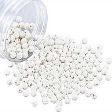 1box 250pcs Natural Lava Rock Round Beads Round White 6mm Hole: 1mm 250pcs/box