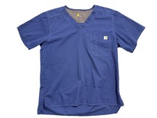 Carhartt Scrub Shirt Mens Medium Blue Ripstop V Neck Medical Top Pocket