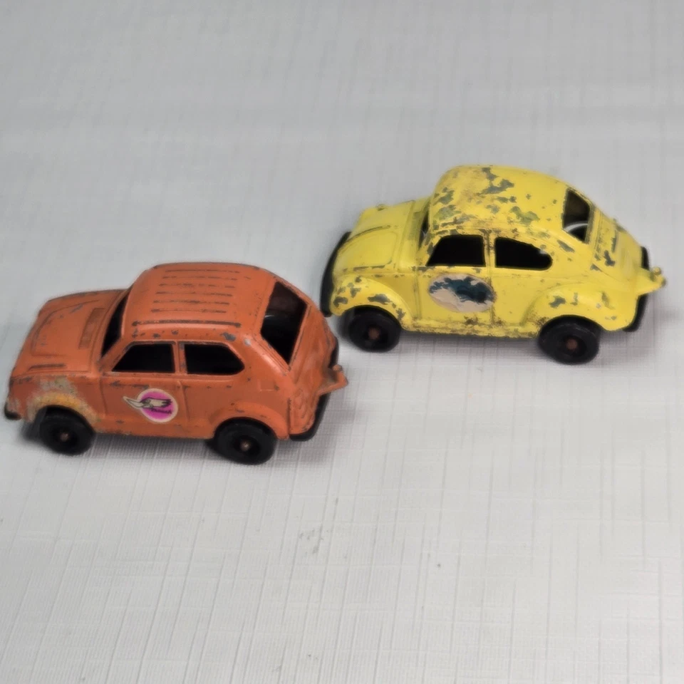 Винтажный Tootsietoy литой Honda Civic оранжевый и Volkswagen седан желтый - Изображение 4 из 4