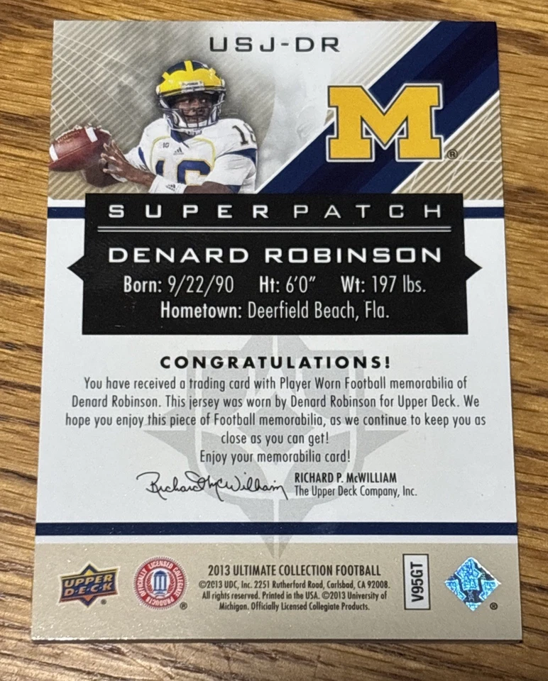 2013 Ultimate Collection Denard Robinson Super Patch 20/25 Michigan Wolverines - Image 2 of 2