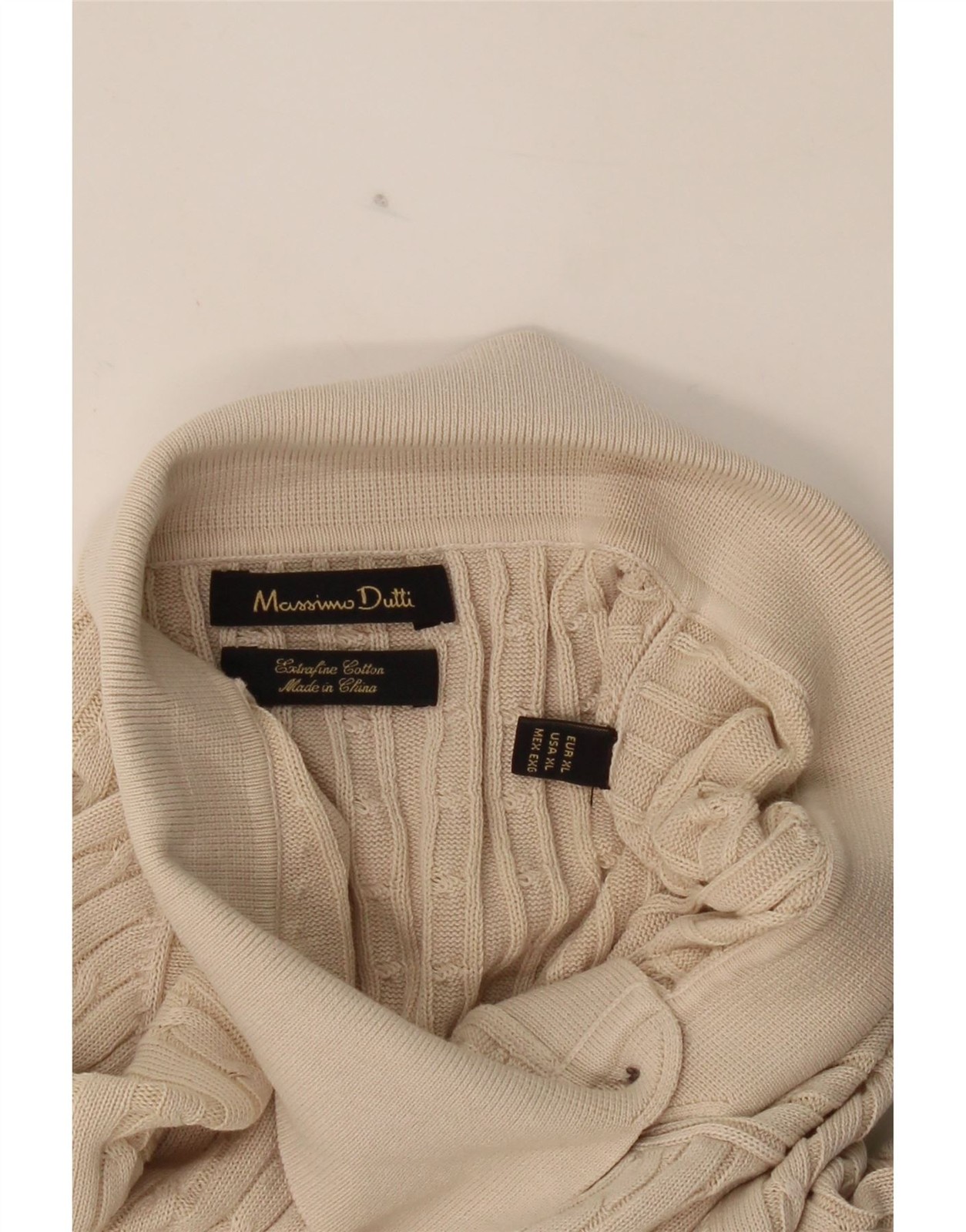 MASSIMO DUTTI Mens Short Sleeve Polo Neck Jumper Sweater XL Beige DN17 thumbnail 3