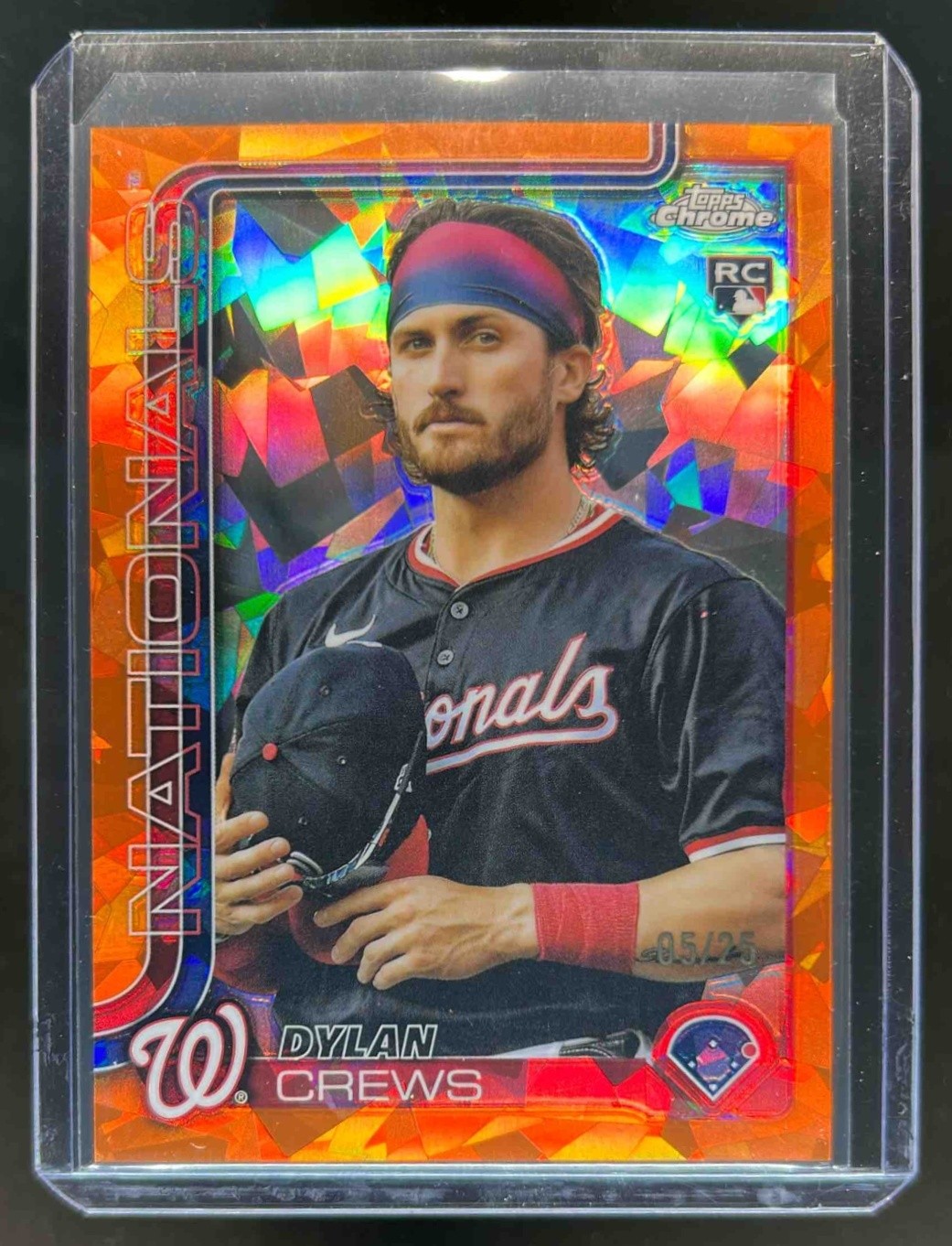 2025 Topps Chrome Sapphire Dylan Crews Image Variation RC Orange Refractor #5/25