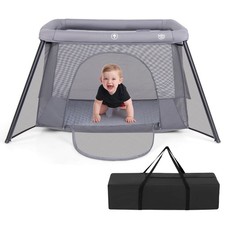 Travel Crib w/ Safety Enclosure Padded Mattress Carrying Bag Indoor Outdoor