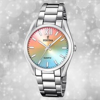 Festina Damenuhr Edelstahl Silber Festina Boyfriend Armbanduhr UF20622/H