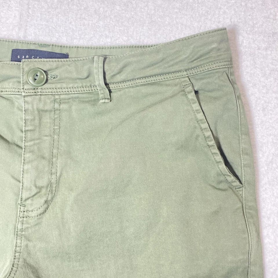 Sanctuary Shorts Womens 28 Army Green Khaki Mid Rise Raw Hem Utility Casual - Image 3 of 4