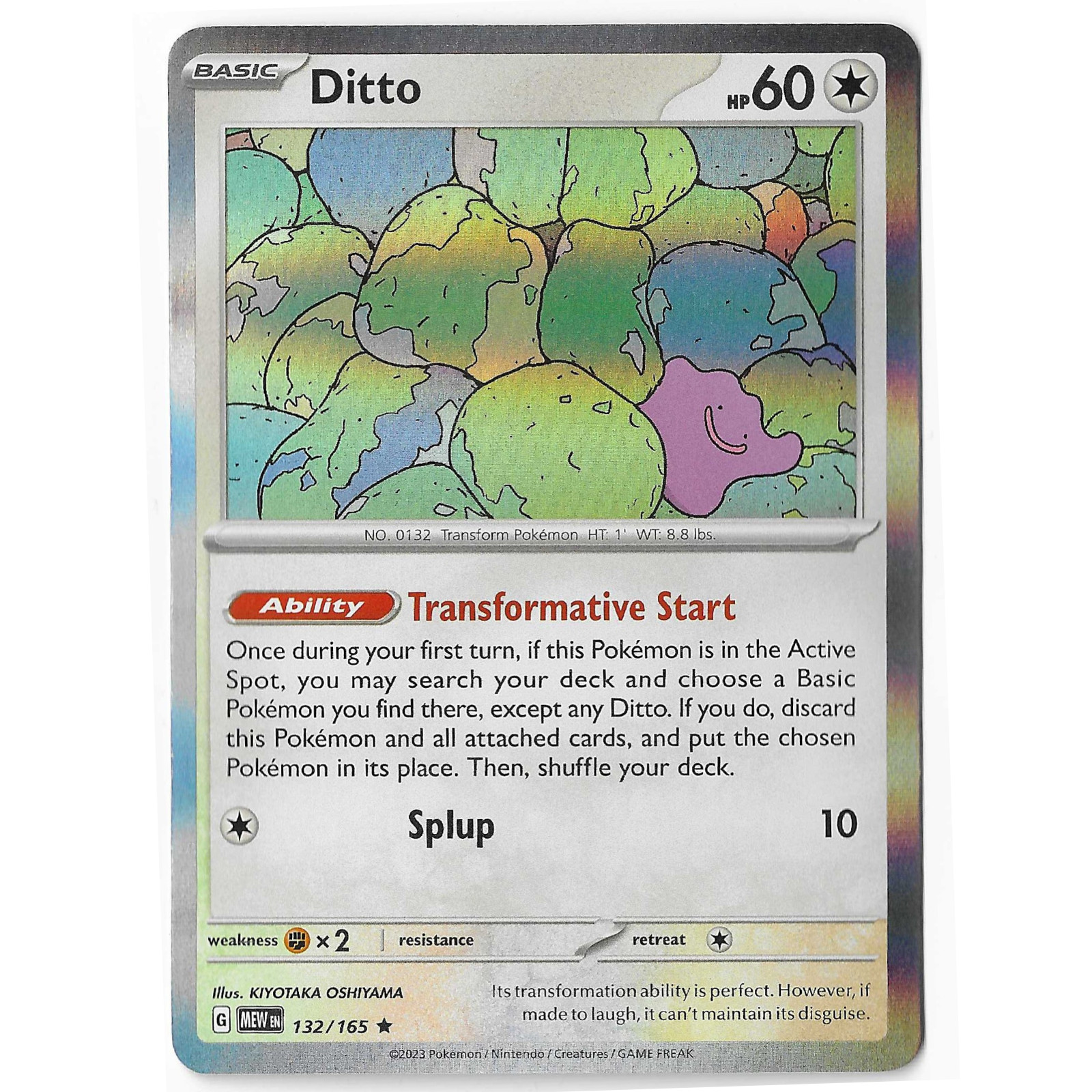 Ditto 132/165 Rare 151 Pokemon Near Mint